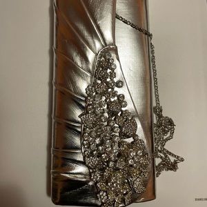 Silver rhinestone clutch